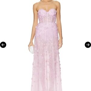 BCBG Lilac Elegant Strapless Pink Lace Gown